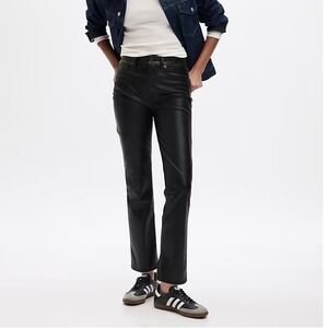 Gap High Cheeky Straight High Rise‎ Faux Leather Pants Womens 6T NWT Black